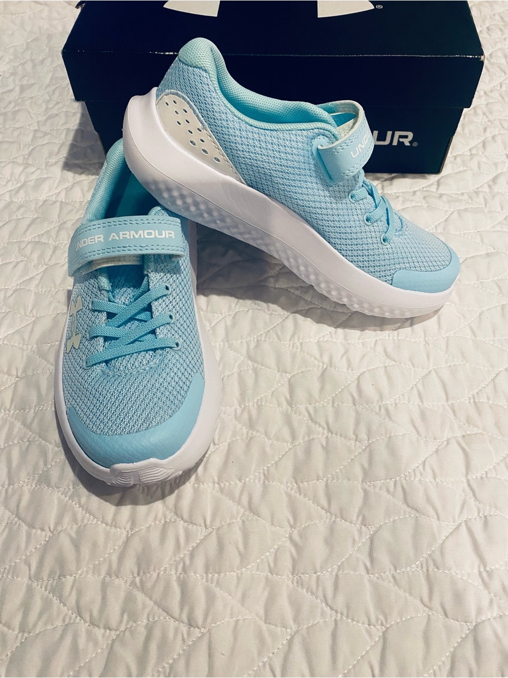 Under Armour Kids Light Blue Athletic Sneakers with Velcro Strap